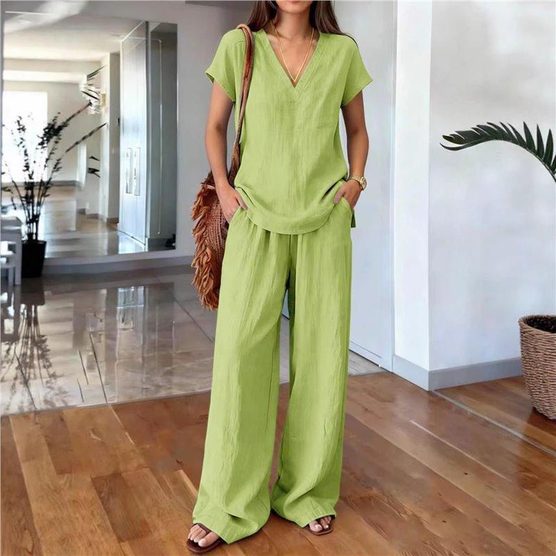1116 Spot new solid color summer fashion women's clothing set casual two-piece set