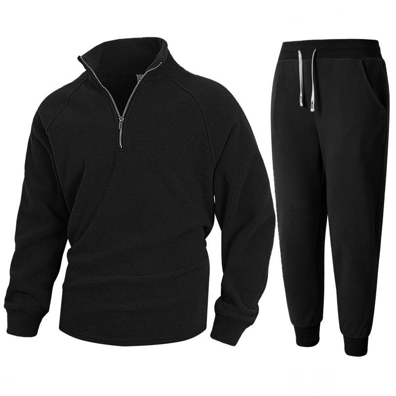 New Slim Stand Collar Long Sleeve Pullover Personality Casual Coral Velvet Men's Suit