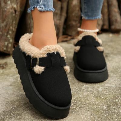 Damen Plateau Stiefel Neu Luxus Winter Damen Warme Schuhe Baumwollpantoffeln Plüsch Mode Retro Schuhe Damen Ballerinas Pantoffeln