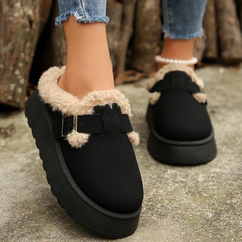 Women Platform Boots New Luxury Winter Women's Warm Shoes Cotton Slippers Plush Fashion Retro Shoes Women Flats Slippers