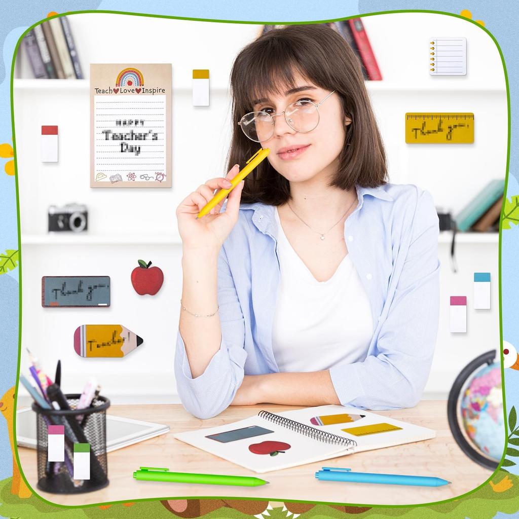 Teacher Sticky Notes, Teacher Appreciation Gift, Blackboard Self-Stick Note Pads with 3 Point Pens, Writing Memo Pages Kids Employee School