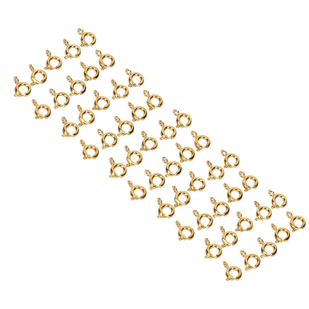 50 Pcs Spring Ring Clasps 6mm Diameter 1.5mm Hole Decorative Copper Round Clasps for Jewellery Gold