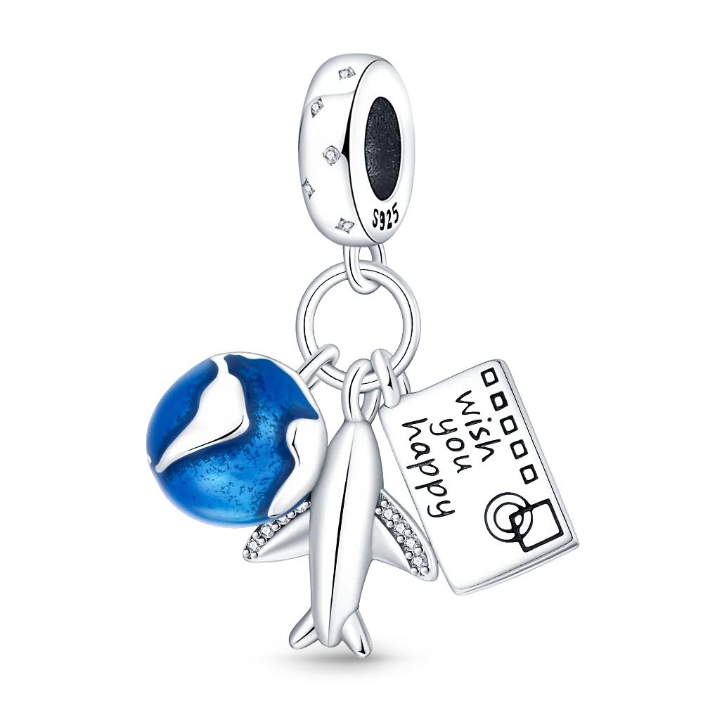 Copper Metal Travel Collection Tower Airplane Camera Postcard Suitcase Pendant Bead Component Charm Bead Components Bead Component Compatible With