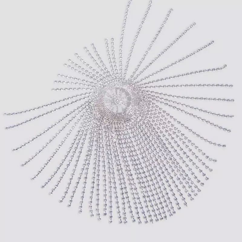 European and American Fashion Rhinestone Headdress Exaggerated Tassel Hair Accessories Ethnic Style Special-Interest Design