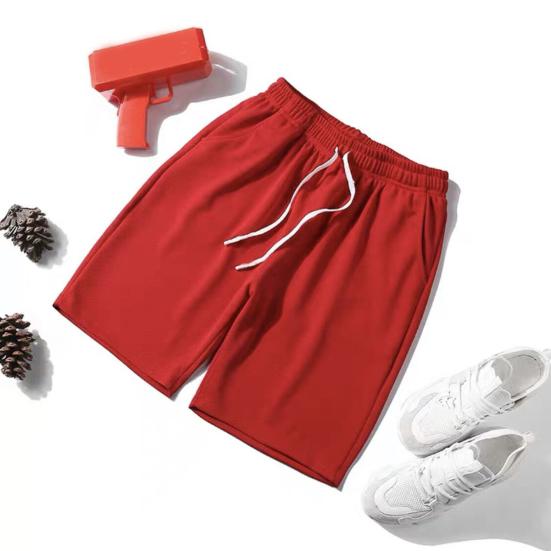 Men Shorts Solid Color Loose Elastic Waist Colorfast Students Shorts for Daily Wear