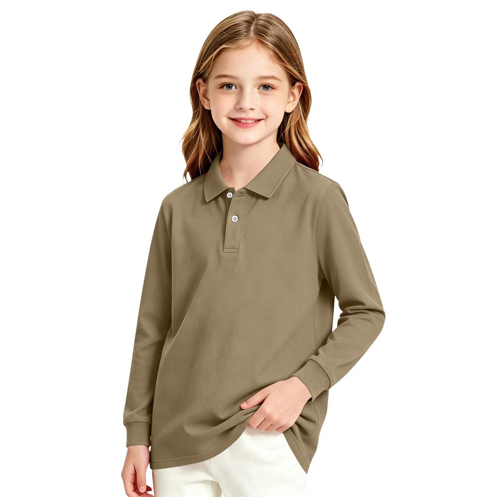 Girls Long Sleeve School Uniform Top Casual Dressy T-Shirt for