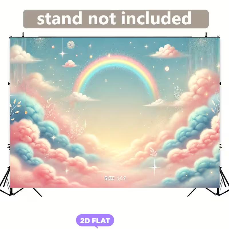 2D Magical Rainbow Cloud Backdrop Kids Birthday Photo Background Banner
