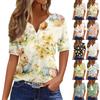 Women's T Shirt Tee Printed Button Short Sleeve Tunic Daily Weekend Fashion Basic V- Neck Regular Top