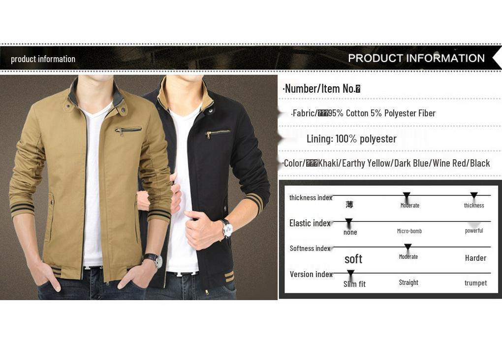 2026 New Spring/Autumn Men's Slim Fit Casual Jacket with Stand Collar