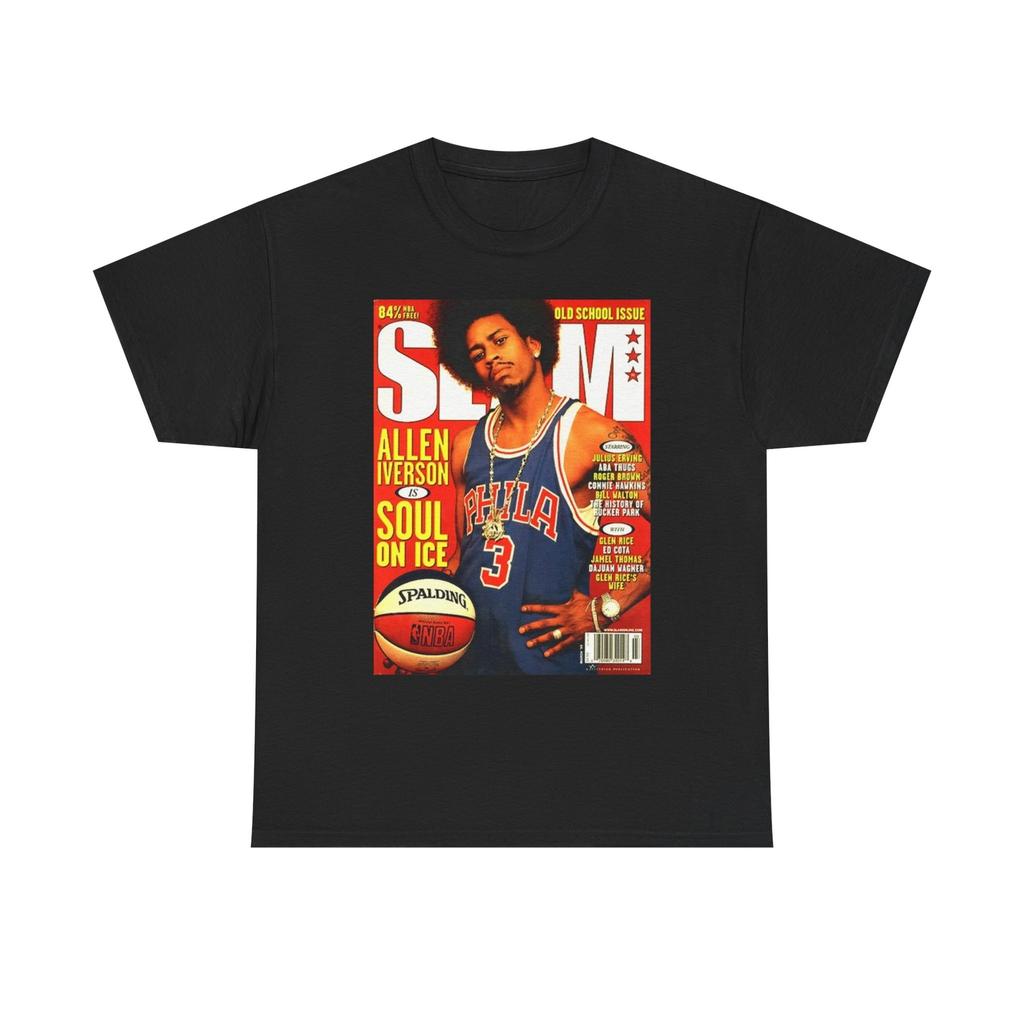 Teen Girl's Cotton T-shirt Summer Casual Graphic Tee Short Sleeve Allen Iverson Graphic T Shirt Philly Vintage Magazine Unisex Heavy Cotton Tee