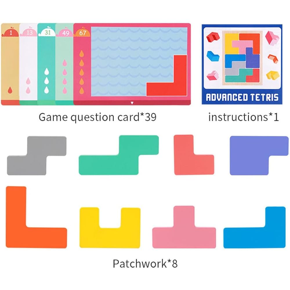 Adskwn wooden tetris puzzle game, spatial logic brain training for kids