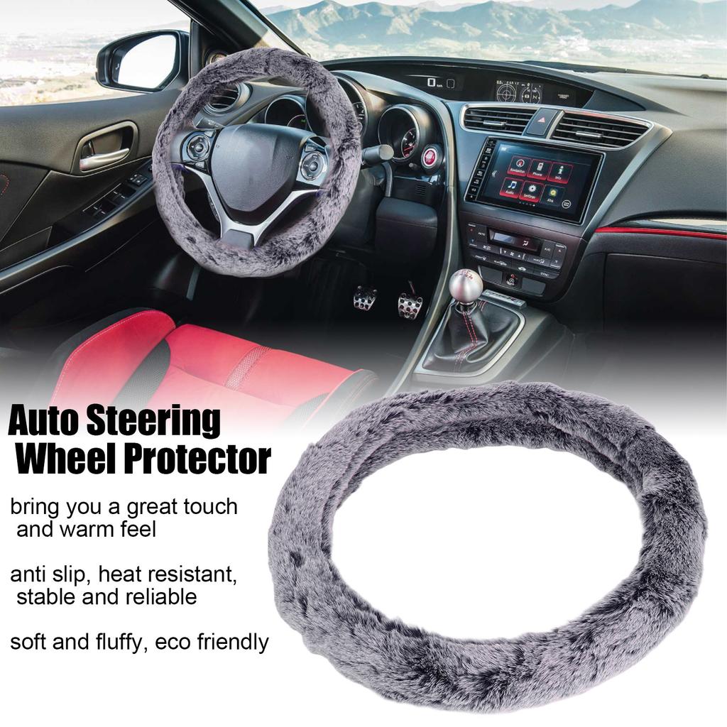 15 Inch Steering Wheel Cover Imitation Wool Plush Auto Steering Wheel or Interior Accessory for Men Women