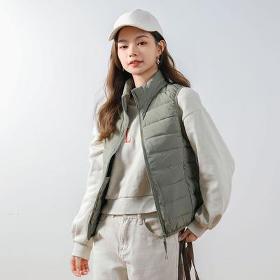 Autumn and Winter Women's 90 Down Solid Colour Standing Collar Vest Seamless Duck Down Waistcoat Plus Size Jacket