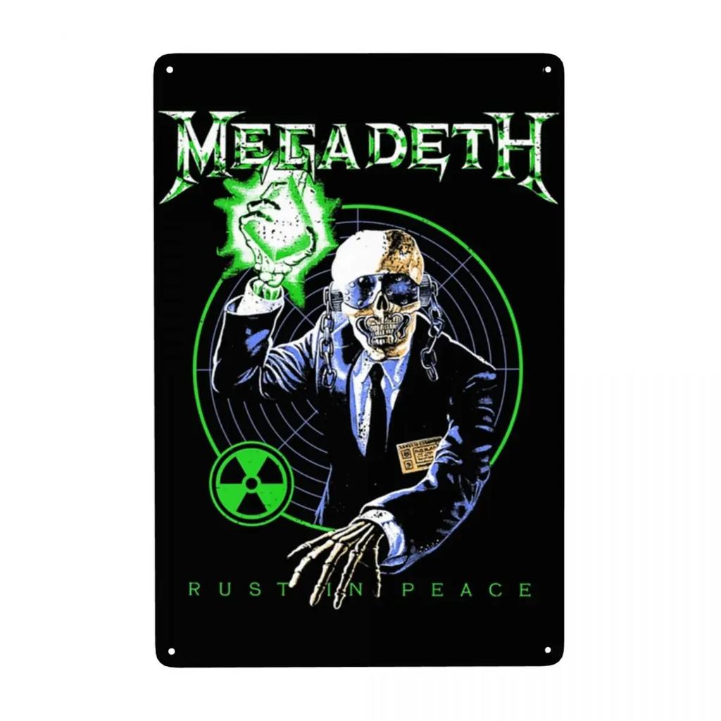 Megadeths Skull Metal Tin Sign Custom Retro Heavy Metal Band Plaque for Pub Cafe Yard Man Cave Bar Home Decor