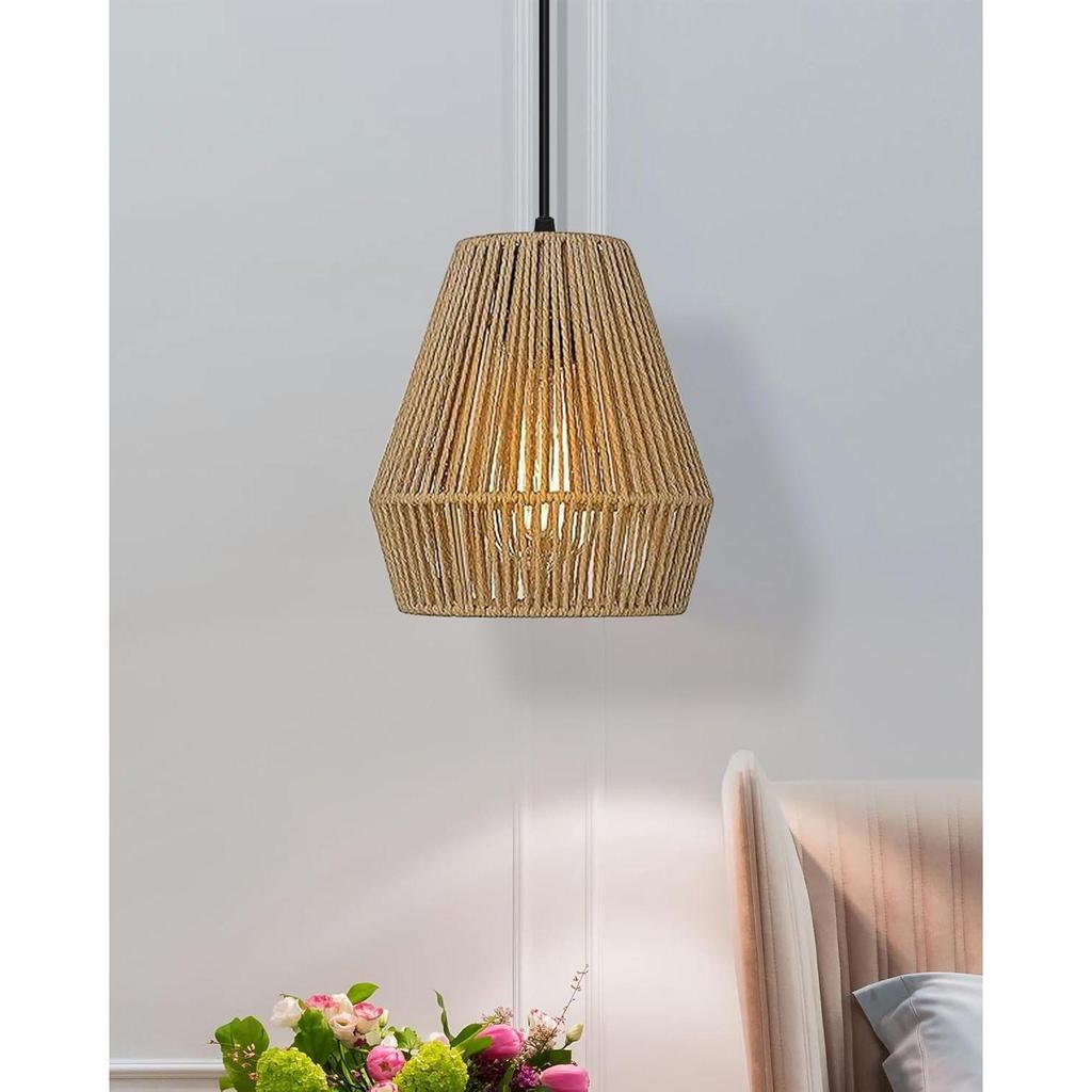 Rattan Seegras Bast Kauna Papiergras Korbgeflecht Lampe Premium Pendelleuchte/Deckenleuchte Hängelampe Licht, Dekorationslampen Handgewebt - 1 Stück