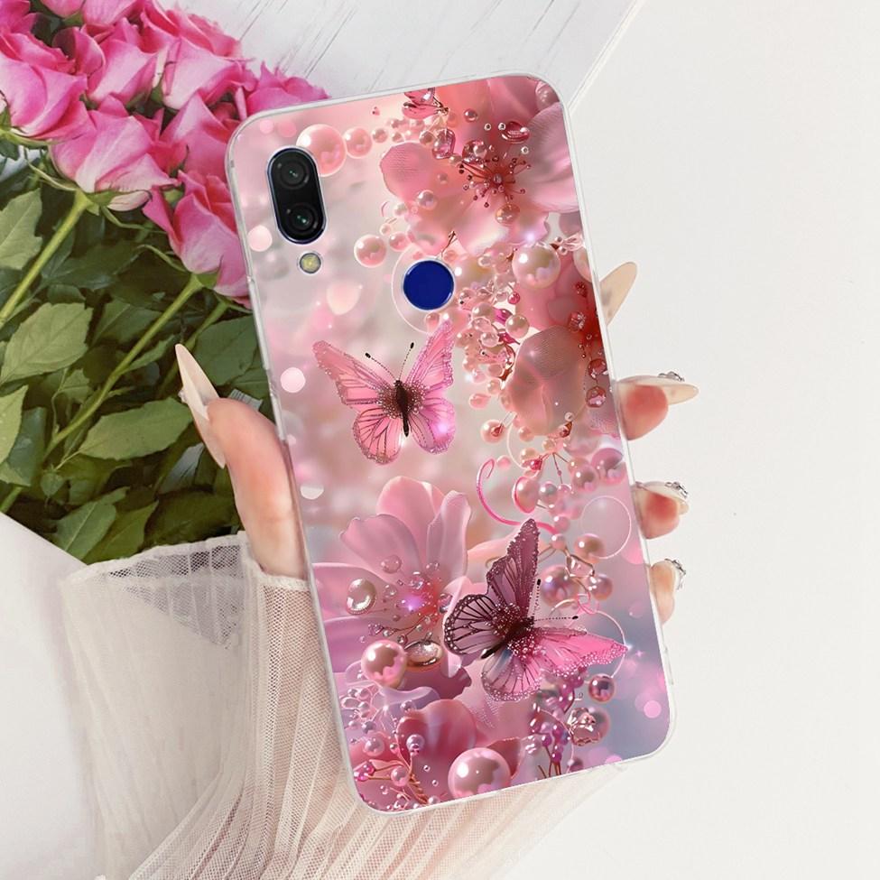 Case For Redmi 7 Cover Transparent Cute Cat Fashion Butterfly Funny Painted Casing M1810F6LI M1810F6LH M1810F6LG
