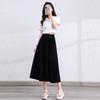 Spring Autumn Preppy Style Elegant Fashion Pleated Skirt Women Elastic Waist Solid Temperament All-match Skirts