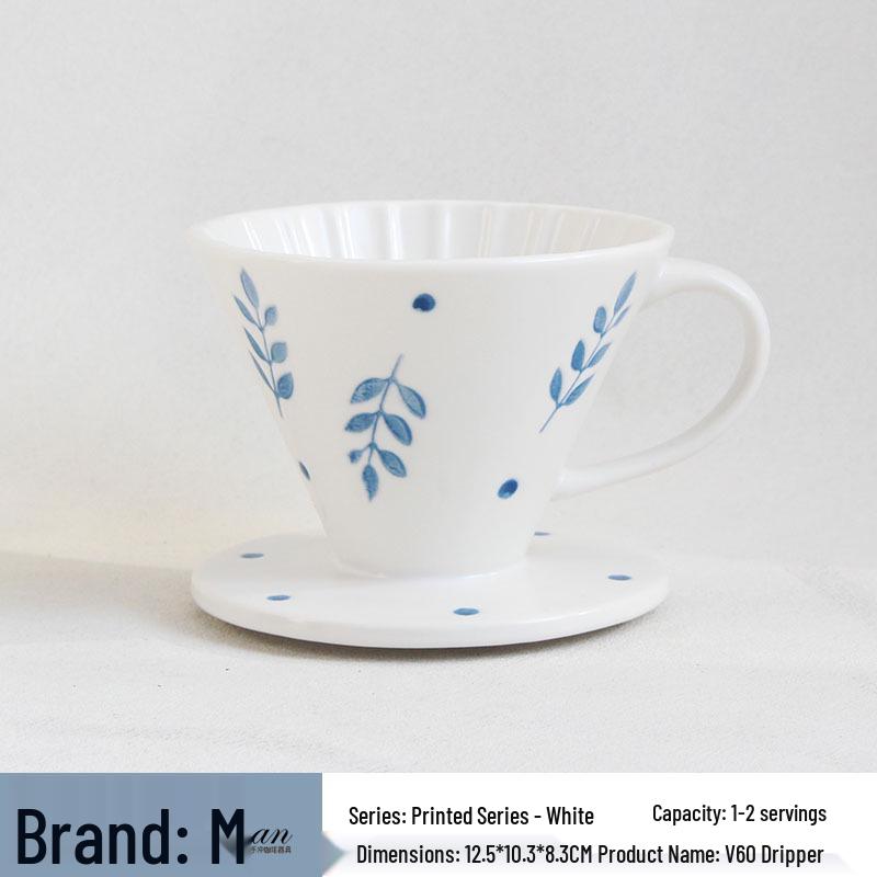 

Hand-Painted Ceramic V60 Drip Coffee Filter Cup (1-4 Servings) with Handle