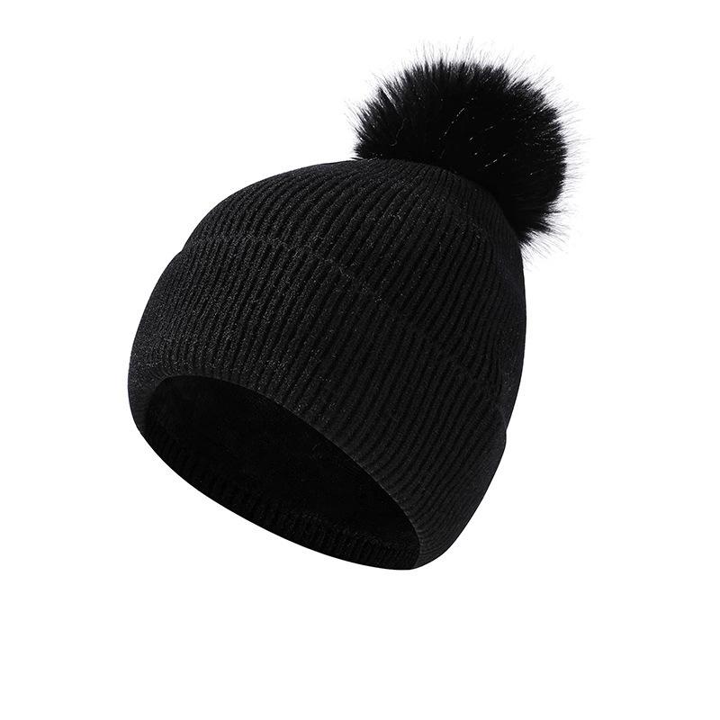 Autumn Winter Knitted Hat Scarf Two-Piece Set Women's Velvet Wool Hat Warm Pullover Hat Long Scarf Set