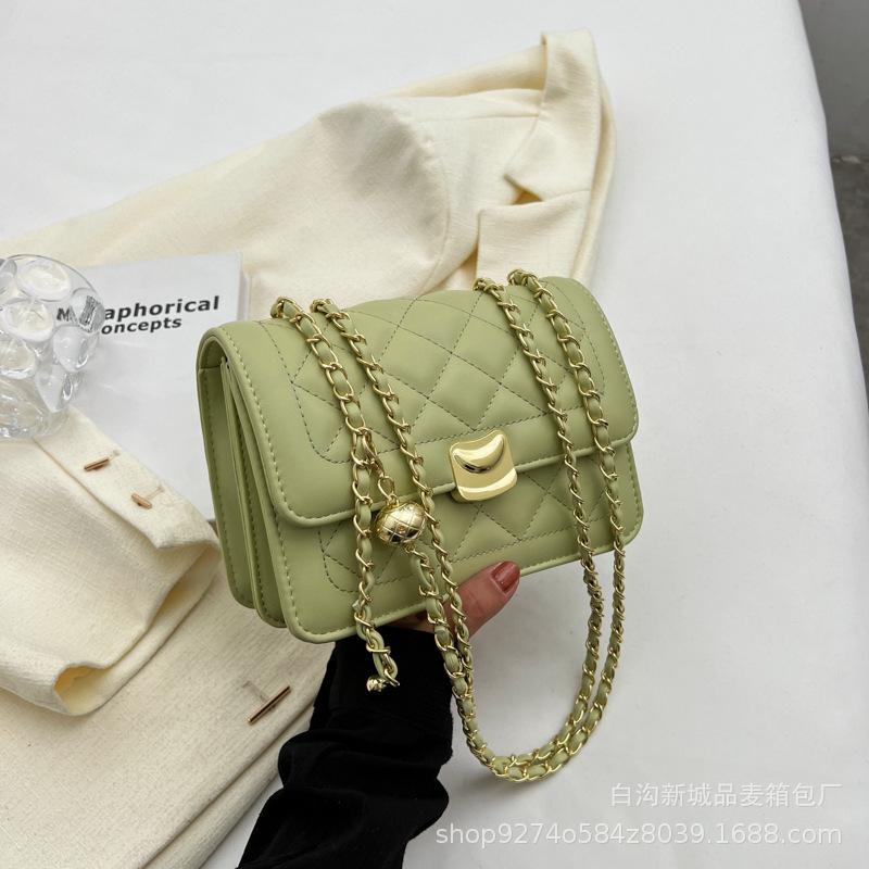 Popular popular fashion diamond chain small bag women's bag 2025 new trendy simple embroidered thread shoulder messenger bag