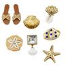 Sandalen-Anhänger für Hausschuhe 6 Stück Gold Meeres-Thema Muschel Schuh-Dekoration Legierung Sandalen-Anhänger-Set Schuh DIY Dekoration Zubehör