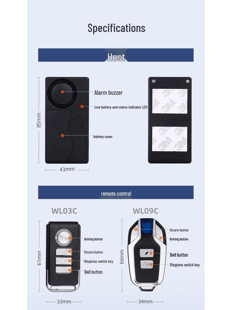 Adjustable Sensitivity Wireless Vibration Alarm with Remote Control
