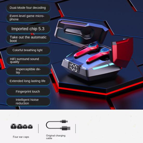 JX10 Wireless Earphones Bluetooth-compatible 5.3 Zero HiFi In-ear Delay Esports Game Headset Headphones