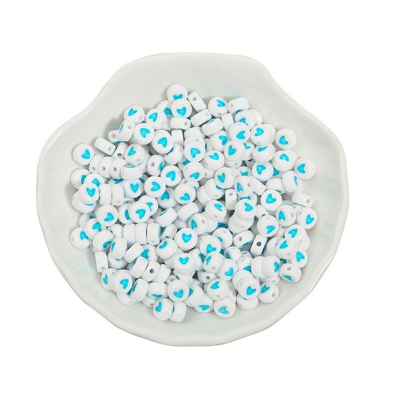 100PCS Acrylic Love Heart Loose Spacer Beads for Jewelry Making
