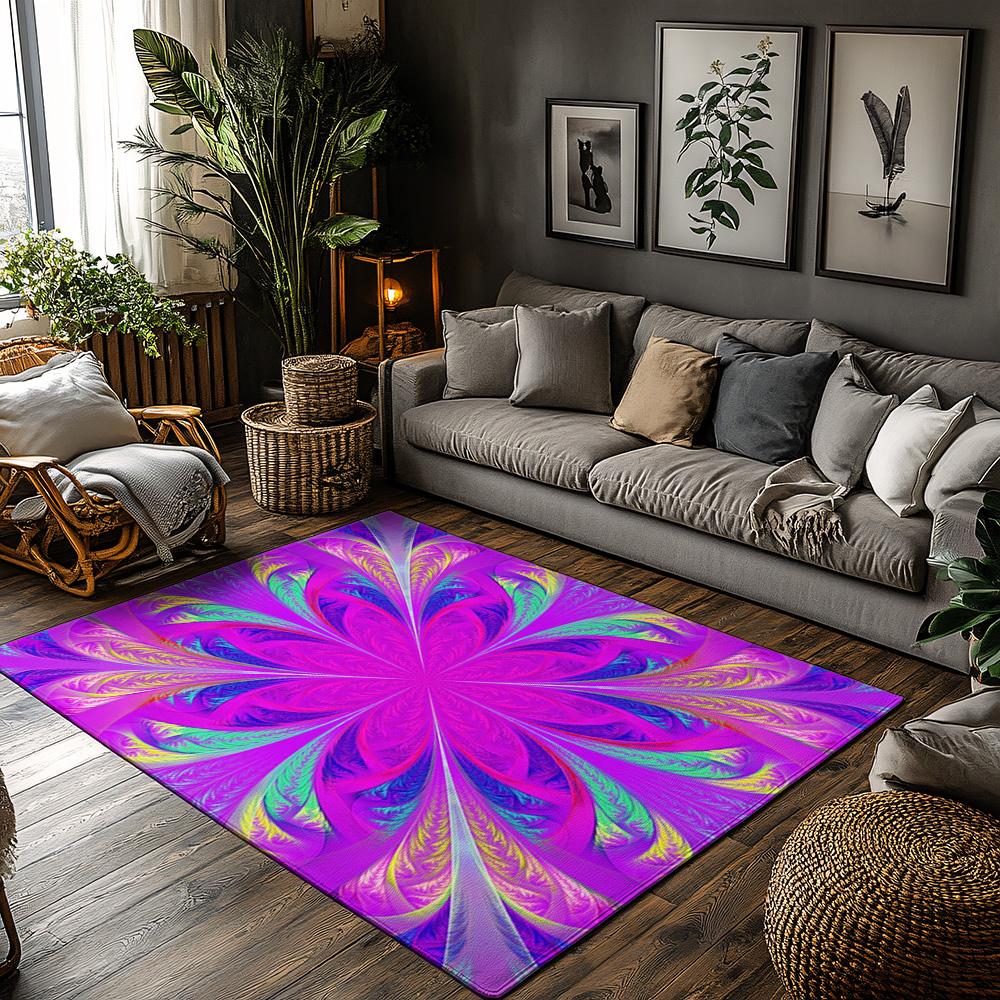Tuniu Vibrant Psychedelic Rainbow Abstract Area Rug Mat for Living Room Bedroom Kitchen 50x80cm