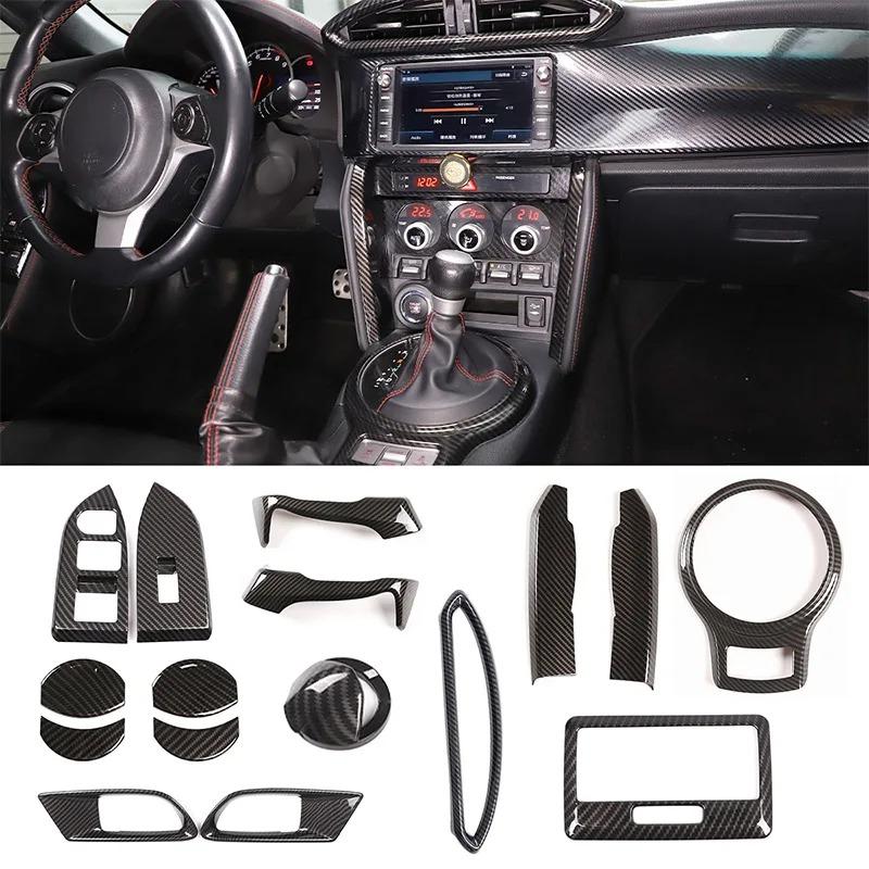 För Toyota 86/Subaru BRZ 2012-2020 ABS Kolfiber Interiörsats Instrumentbräda Mittkonsol Växelspakspanel Skydd Dekaler