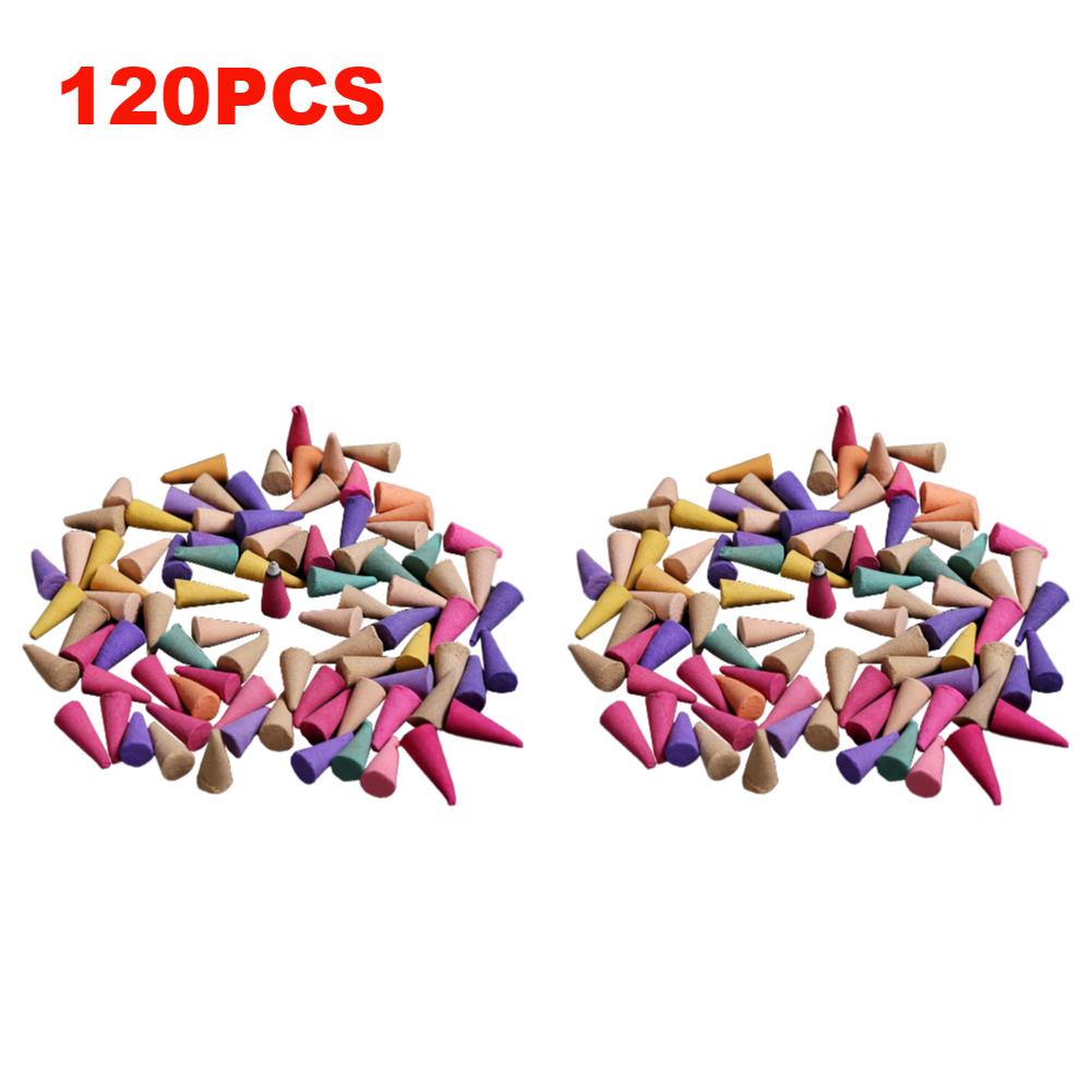 

600-60Pcs Odor Remover Incense Colorful Scented Incense Cones Anxiety Relief Fragrance Incense Cones for Yoga Aromatherapy 120PCS