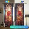 Roses Printed Curtain for Home Decor - Rod Pocket Window Treatment for Bedroom, Kitchen, Living Room