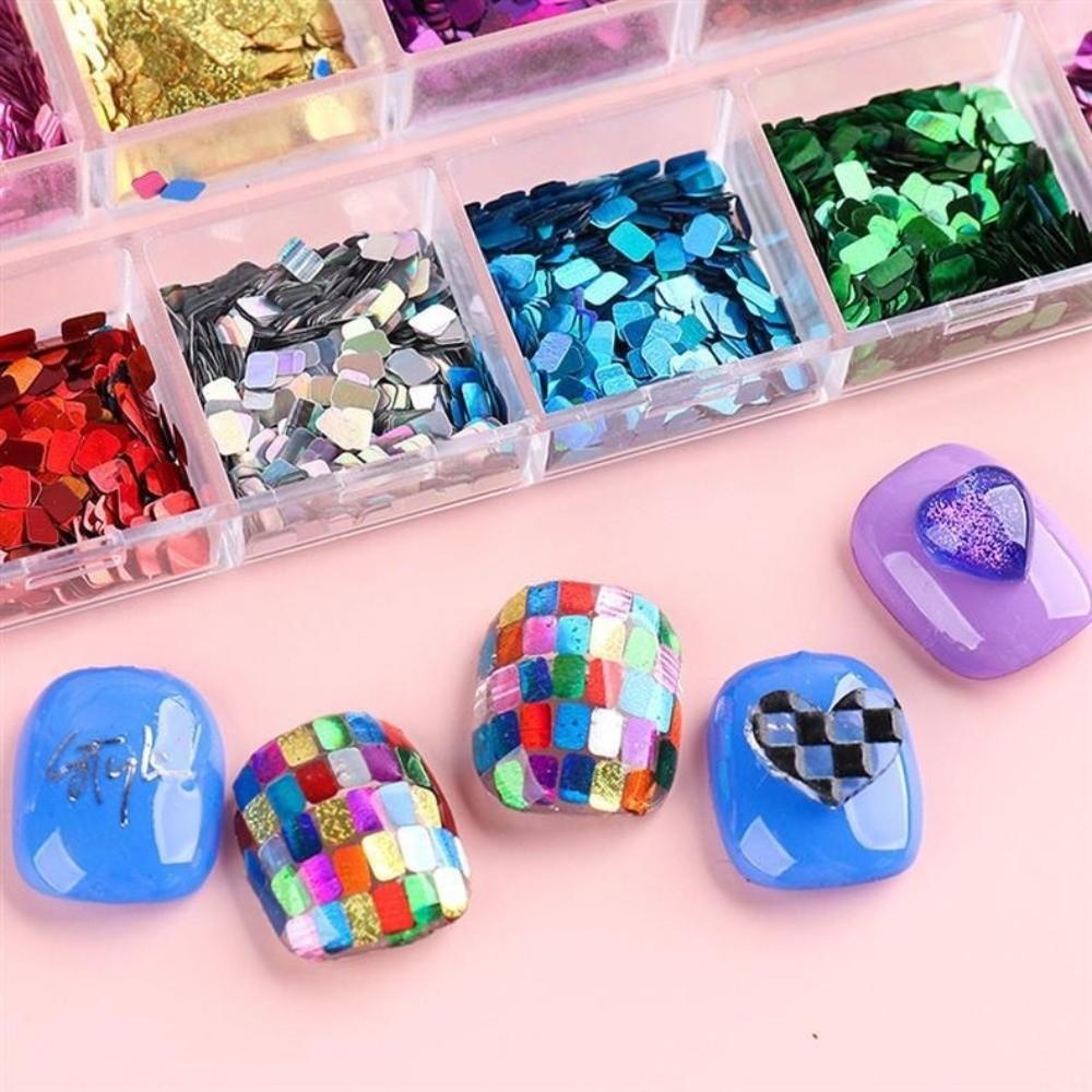 Laser Shiny Nail Glitter Flakes 12-Grid Nail Decoration Accessories  French Manicure