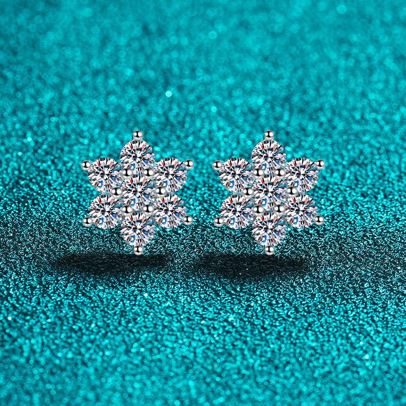 

Серьги из серебра 925 пробы, женские серьги с камнем Моссан и солнечным цветком, покрытые Pt950, золотые украшения для ушей
