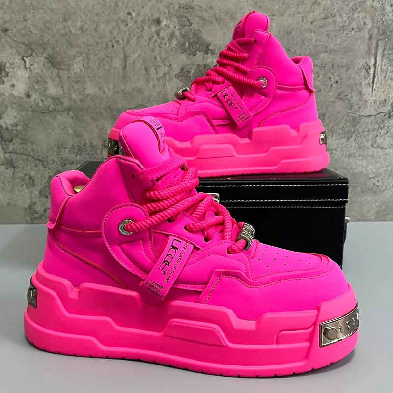 Fashion Men's Platform High Top Casual Shoes Korean Student Comfortable Soft Bottom Sneakers Versatile Trend Board Shoes Tenis Masculino