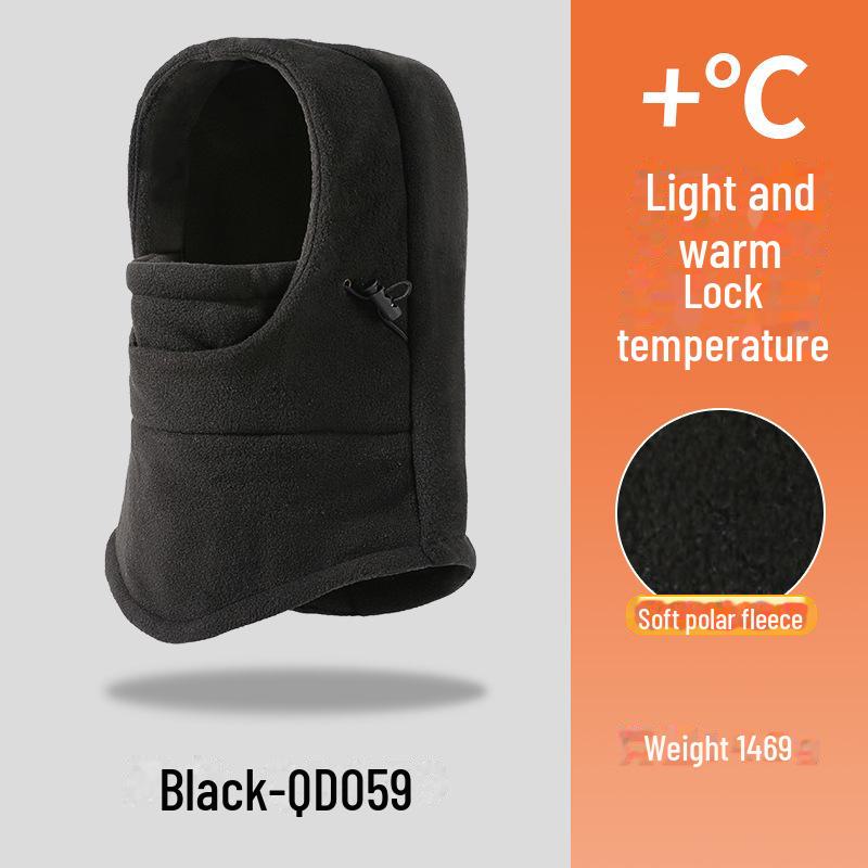 

Унисекс ветрозащитная зимняя балаклава: Плюс бархатный капюшон, теплый шарф и повязка на голову QD059 Camel style, One Size чёрный
