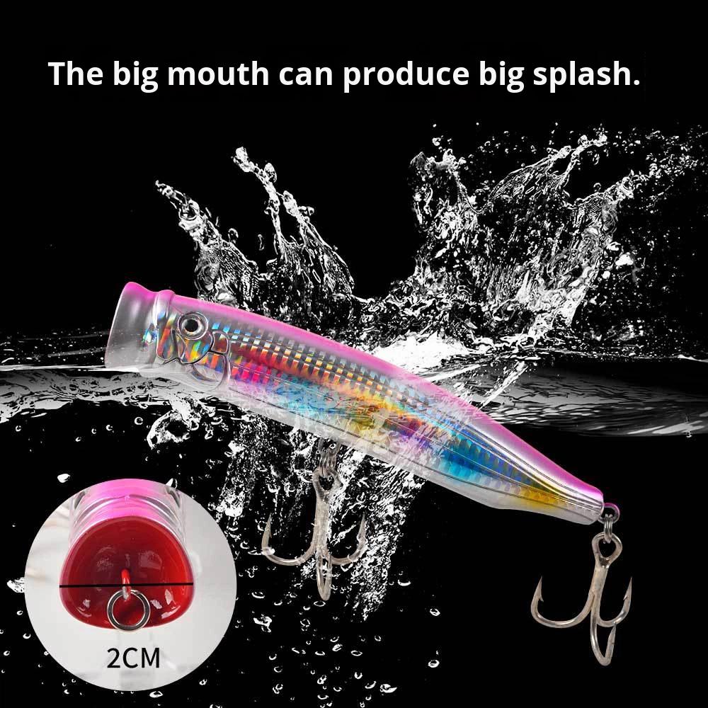 Sea Fishing Surface Wave Climbing ABS Artificial Hard Bait Poppers Lure with Hooks Long Casting Water Splash Bionic