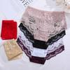 1 pezzo Biancheria intima da donna a vita alta, taglie forti, tinta unita, con pizzo, alla moda, traspirante, morbida e confortevole, biancheria intima da donna di alta qualità