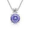 925 Sterling Silver Fashion Nest Cut Round Purple Crystal Zircon Pendant Necklace Birthday Party Anniversary Gift