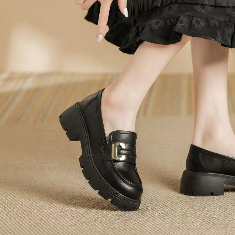 2025 Women's Korean Style Round Toe Loafers - Thick Sole, British College Style, Perfect with Skirts