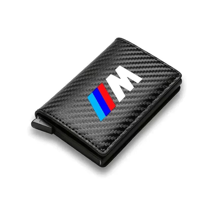 BAGC4 2026 Car Sticker Rfid Leather Carbon Fiber Credit Card Holder pu Wallets Men Black Magic Trifold for BMW M Logo X1 X2 X3 F10 F30