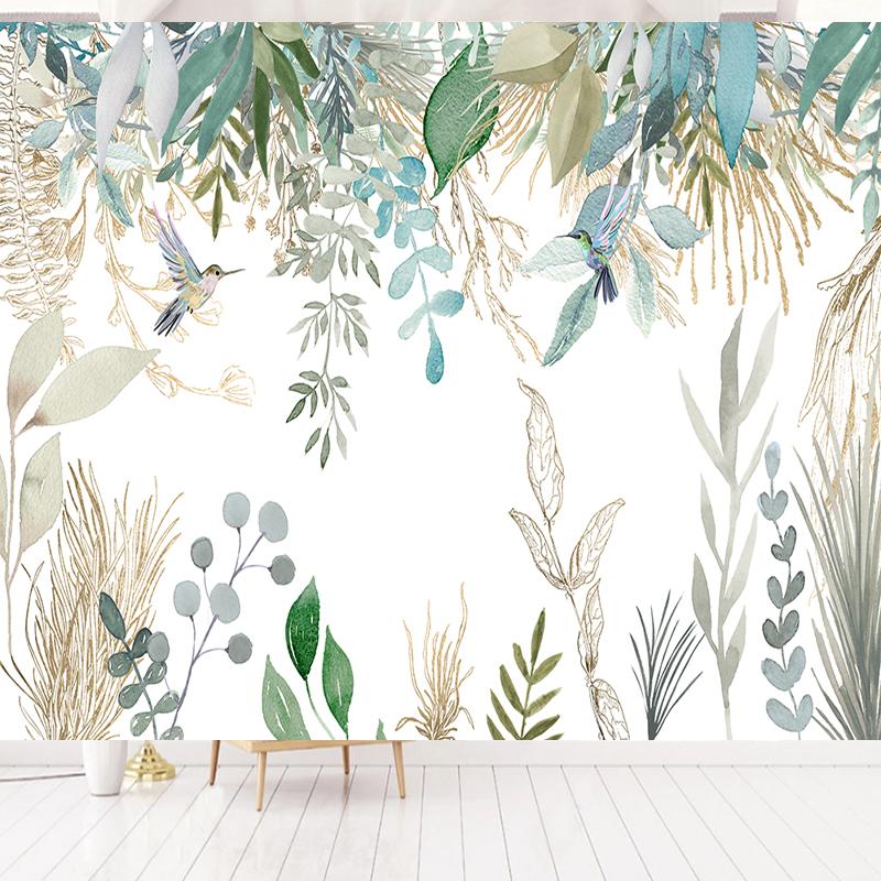 Photo Wallpaper Modern Hand-painted Tropical Plant Leaves Flowers And Birds Murals Living Room Bedroom Waterproof Wall Painting Sticker