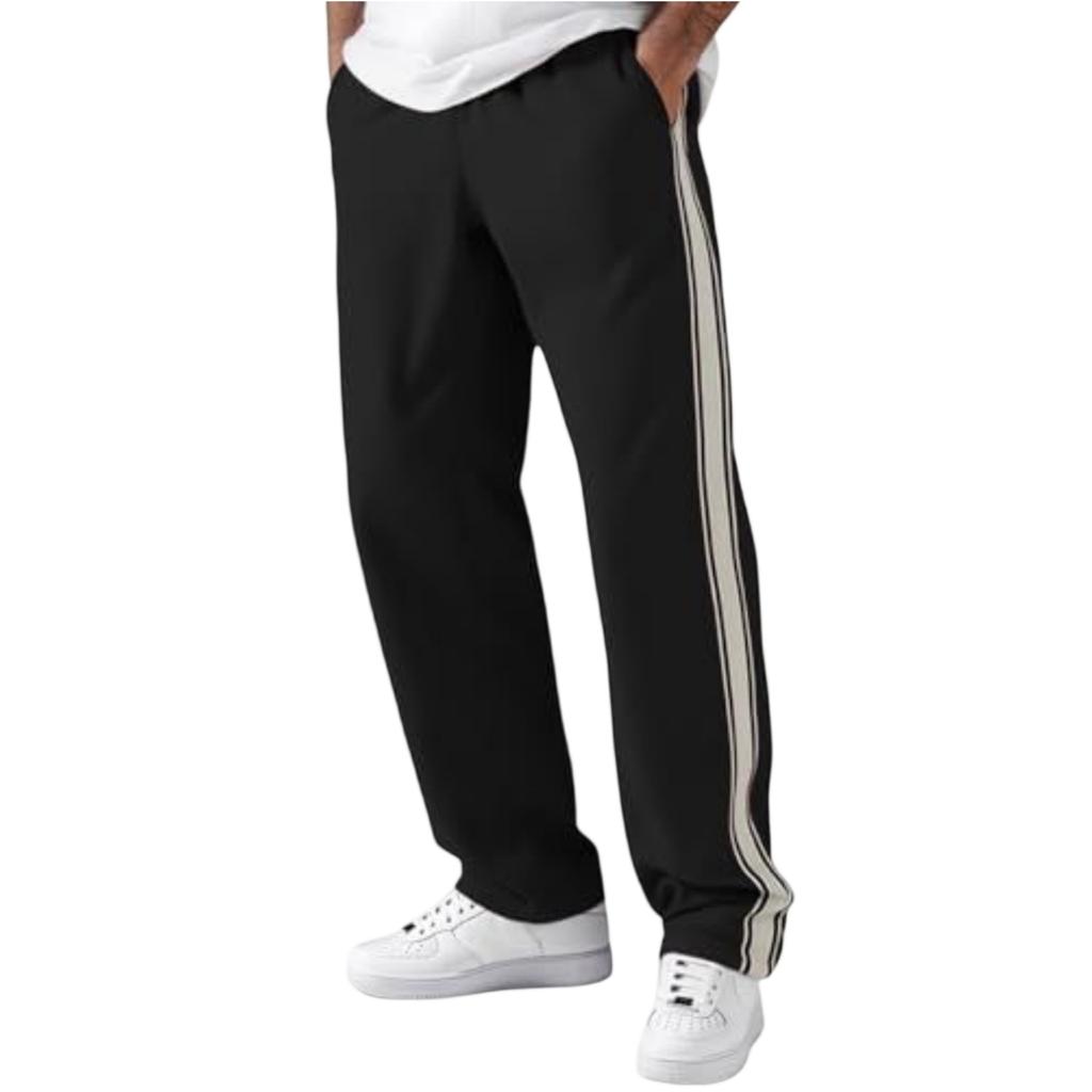 Men's Striped Casual Sweatpants Lightweight Drawstring Waist Gym Trousers