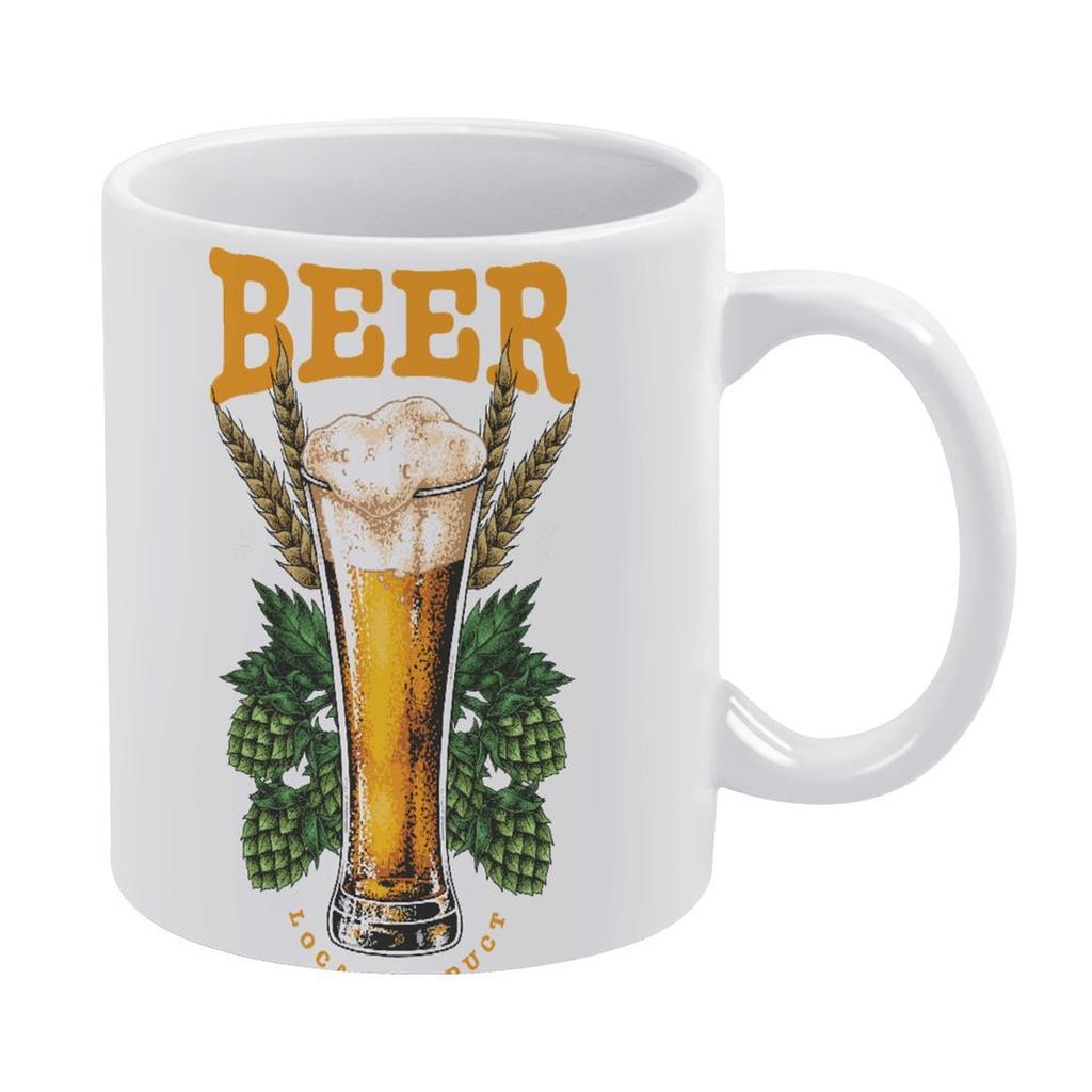 1pc 11oz Double-Sided Printed Beer Lover Mug, Lightweight Ceramic Daily Cup