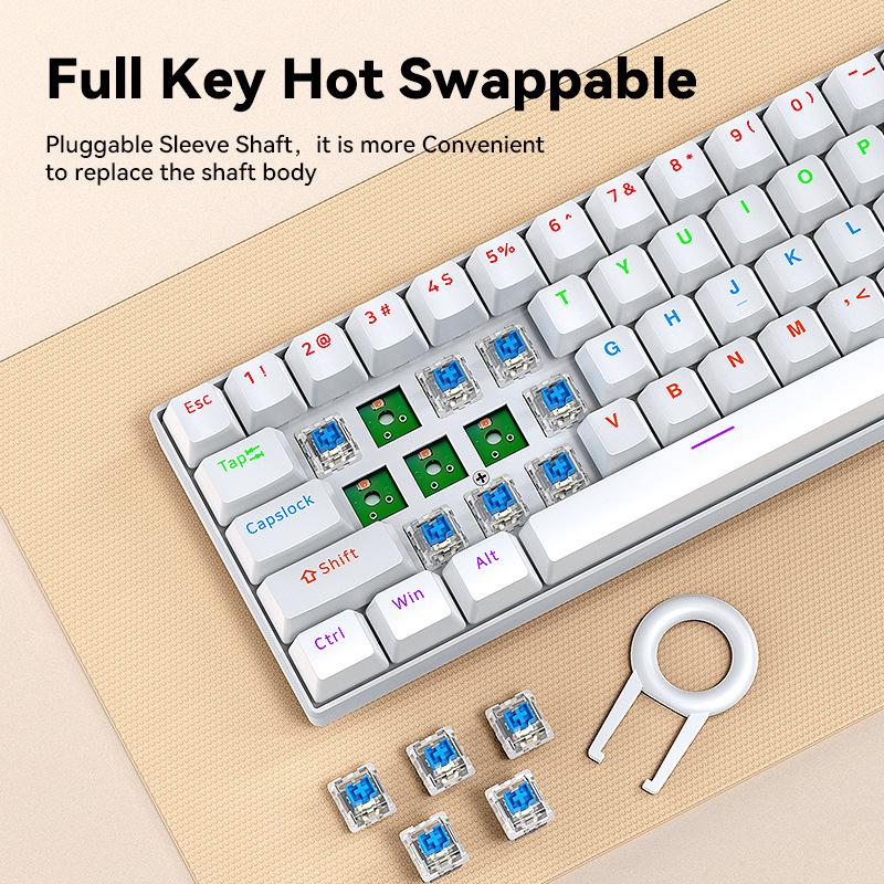 T-WOLF T60 61-Key Hot-Swappable Mechanical Gaming Keyboard with Mixed-Light and Two-Tone Blue Switch (Russian)