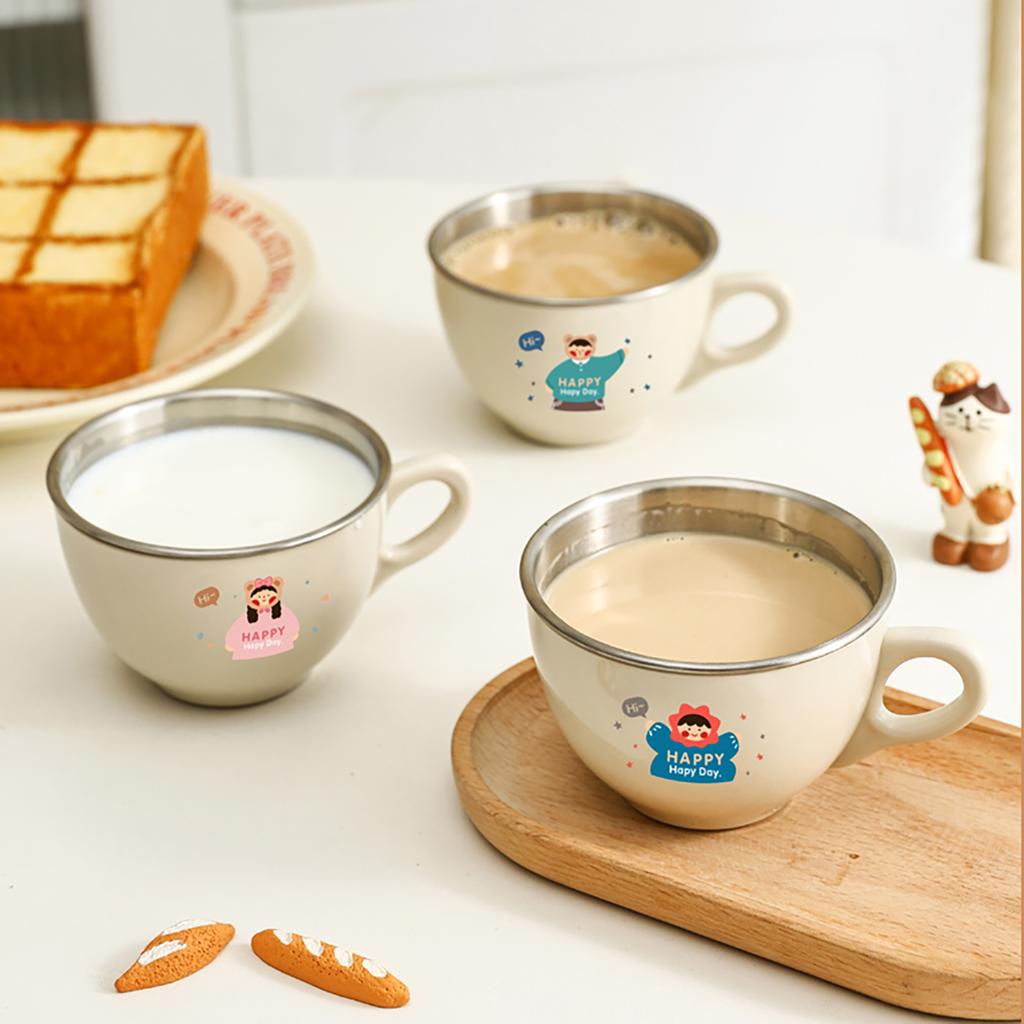 170ML Removable Double-layer Children Mug 304 Stainless Steel Drinking Cup With Handle Heat-resistant Mini Cute Milk Coffee Cup