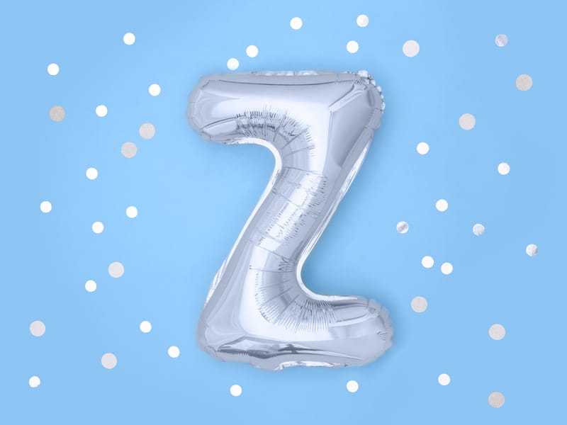 Balon Foliowy Litera "Z" Srebrny 35 Cm