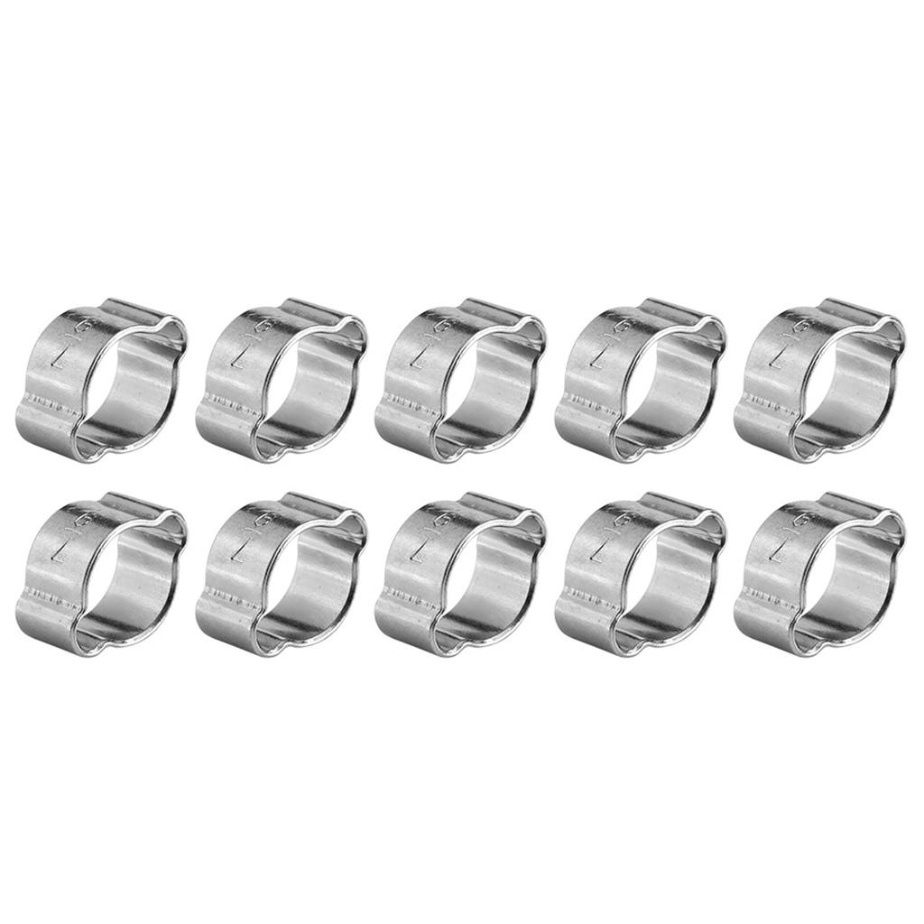 10pcs Zinc Plated Iron Galvanized Two Ear Hose Clamp 5‑23mm for Fule Petrol Pipe Tube