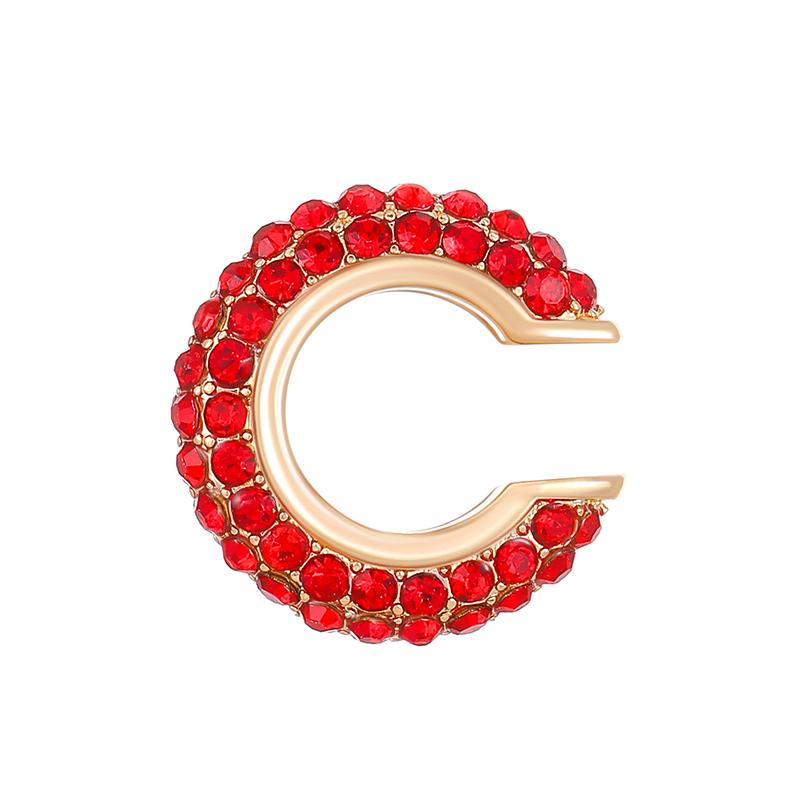 

1PC Gold Color C Shape Round Cartilage Clip Earrings Women Luxury Crystal Rhinestone Fake No Pierced Geometric Ear Cuff Zircon красный