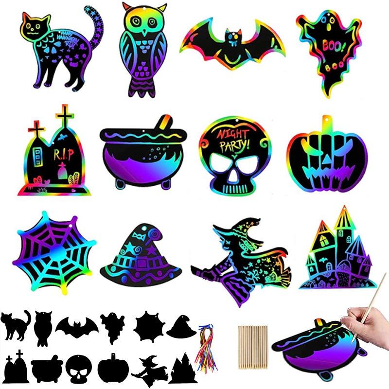 12Pcs DIY Toys Scratching Painting Paper Colorful Scratching Paper For Kids
